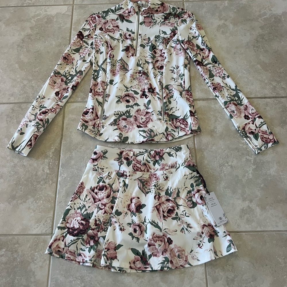 NWT Laura Ashley Cream and Green Floral Ensemble